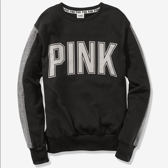 PINK Victoria's Secret Sweaters - VS PINK GLITTER BLING BLACK PULLOVER NWT